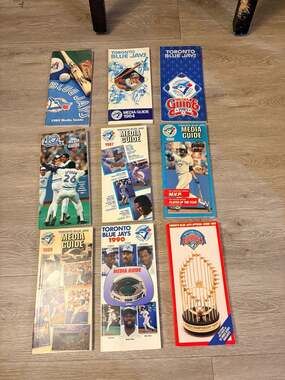 Lot of 9 Toronto Blue Jays Media Guides 1983-1990 & 1993 Vintage MLB Memorabilia